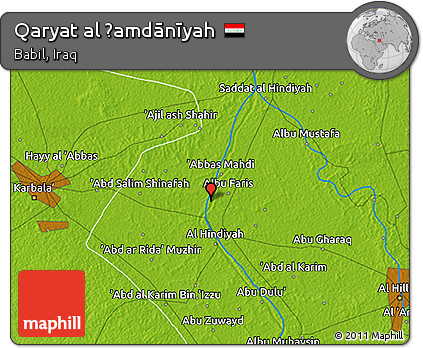 Physical 3D Map of Qaryat Al Ḩamdānīyah