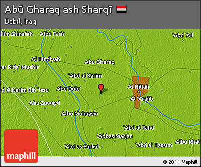 Physical 3D Map of Abū Gharaq Ash Sharqī