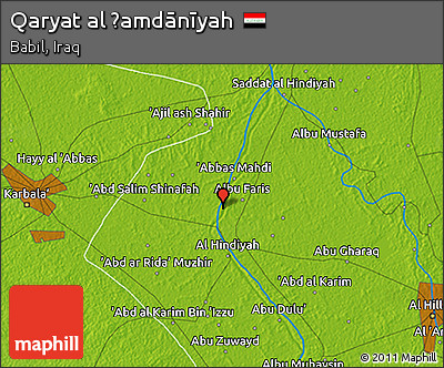 Physical 3D Map of Qaryat Al Ḩamdānīyah