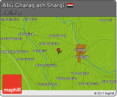 Physical 3D Map of Abū Gharaq Ash Sharqī
