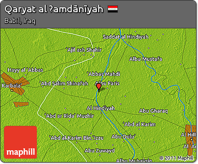 Physical 3D Map of Qaryat Al Ḩamdānīyah