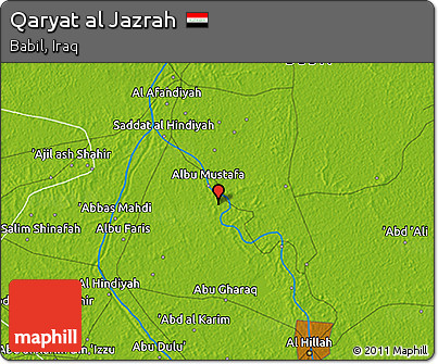 Physical 3D Map of Qaryat Al Jazrah