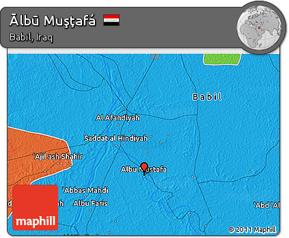 Political 3D Map of Ālbū Muşţafá