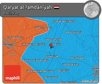 Political 3D Map of Qaryat Al Ḩamdānīyah