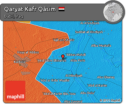 Political 3D Map of Qaryat Kafr Qāsim
