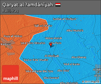 Political 3D Map of Qaryat Al Ḩamdānīyah