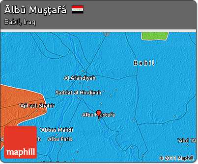 Political 3D Map of Ālbū Muşţafá