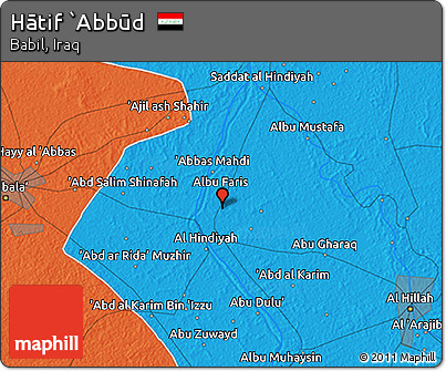 Political 3D Map of Hātif `Abbūd