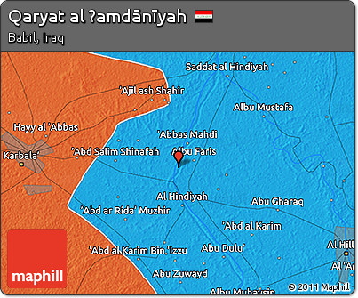 Political 3D Map of Qaryat Al Ḩamdānīyah