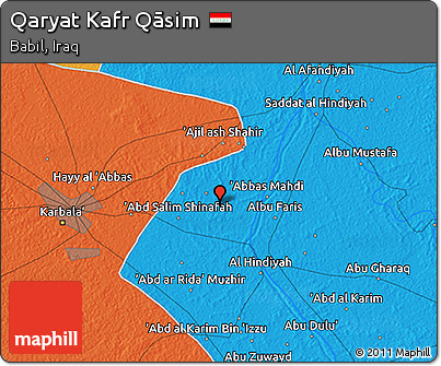 Political 3D Map of Qaryat Kafr Qāsim