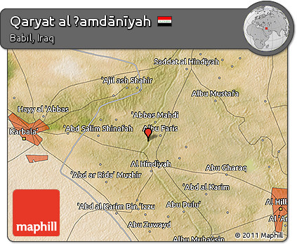 Satellite 3D Map of Qaryat Al Ḩamdānīyah