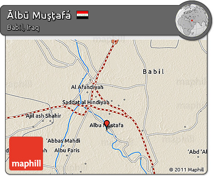 Shaded Relief 3D Map of Ālbū Muşţafá
