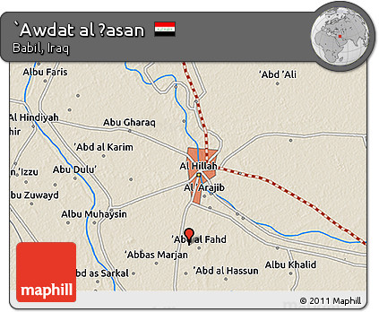 Shaded Relief 3D Map of `Awdat Al Ḩasan