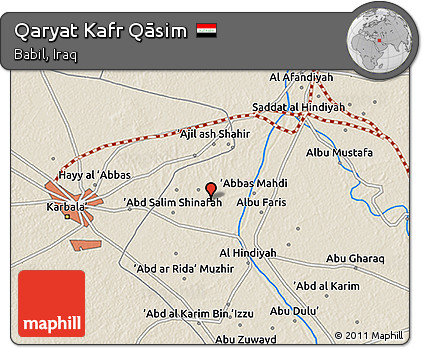 Shaded Relief 3D Map of Qaryat Kafr Qāsim