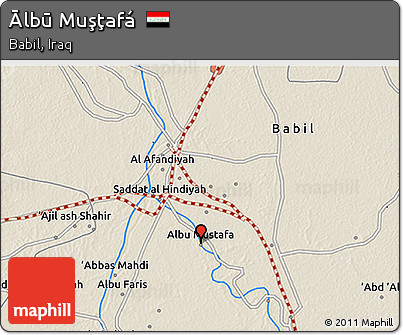 Shaded Relief 3D Map of Ālbū Muşţafá