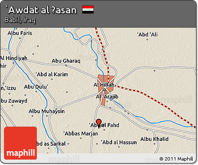 Shaded Relief 3D Map of `Awdat Al Ḩasan