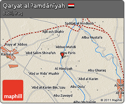 Shaded Relief 3D Map of Qaryat Al Ḩamdānīyah