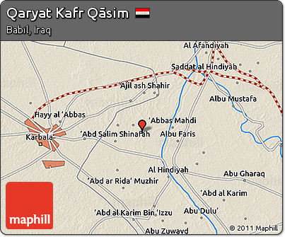 Shaded Relief 3D Map of Qaryat Kafr Qāsim