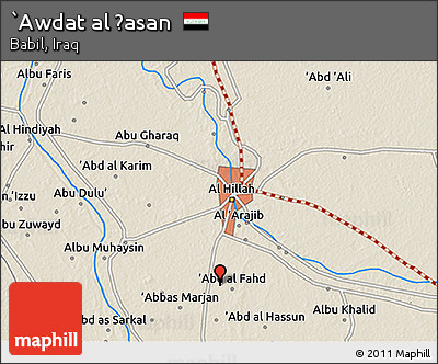 Shaded Relief 3D Map of `Awdat Al Ḩasan