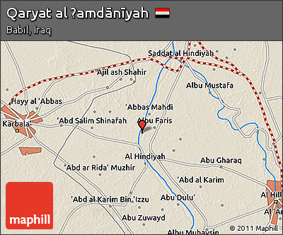 Shaded Relief 3D Map of Qaryat Al Ḩamdānīyah