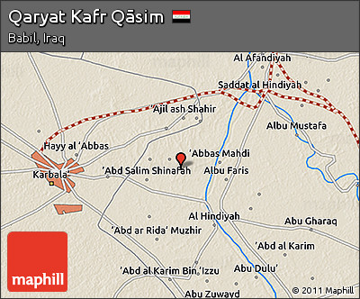 Shaded Relief 3D Map of Qaryat Kafr Qāsim