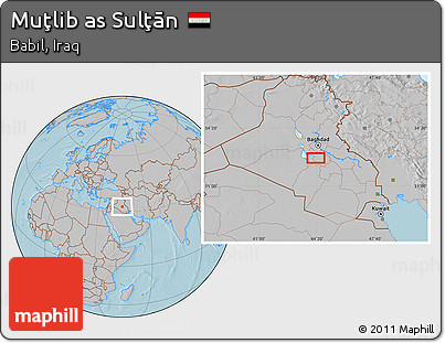 Gray Location Map of Muţlib As Sulţān, hill shading