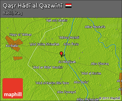 Physical Map of Qaşr Hādī Al Qazwīnī