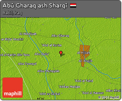 Physical Map of Abū Gharaq Ash Sharqī