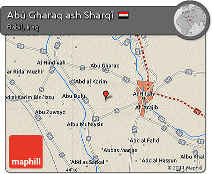 Shaded Relief Map of Abū Gharaq Ash Sharqī