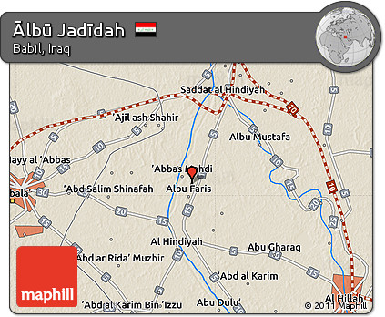 Shaded Relief Map of Ālbū Jadīdah