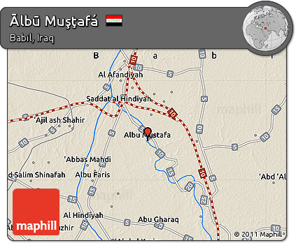 Shaded Relief Map of Ālbū Muşţafá