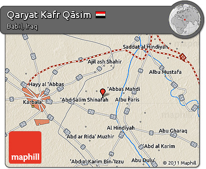 Shaded Relief Map of Qaryat Kafr Qāsim