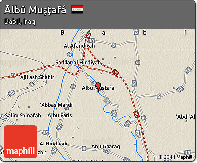 Shaded Relief Map of Ālbū Muşţafá