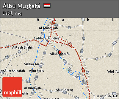Shaded Relief Map of Ālbū Muşţafá