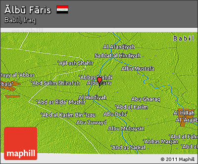 Physical Panoramic Map of Ālbū Fāris