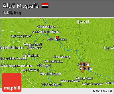 Physical Panoramic Map of Ālbū Muşţafá