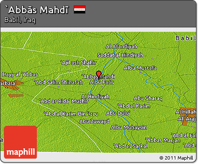 Physical Panoramic Map of `Abbās Mahdī