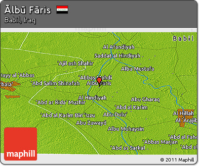 Physical Panoramic Map of Ālbū Fāris