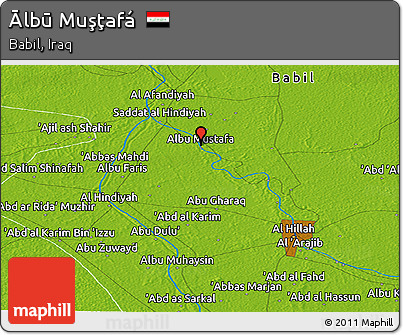 Physical Panoramic Map of Ālbū Muşţafá