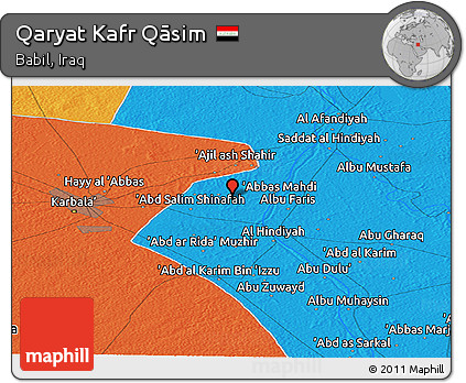 Political Panoramic Map of Qaryat Kafr Qāsim