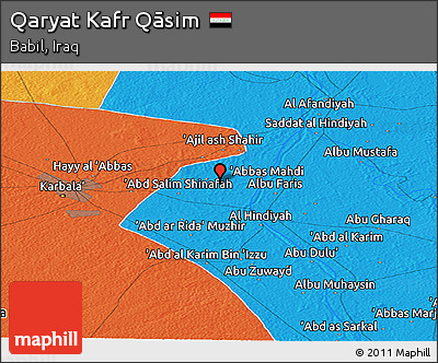 Political Panoramic Map of Qaryat Kafr Qāsim