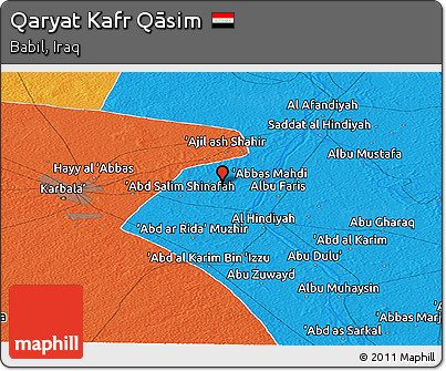 Political Panoramic Map of Qaryat Kafr Qāsim
