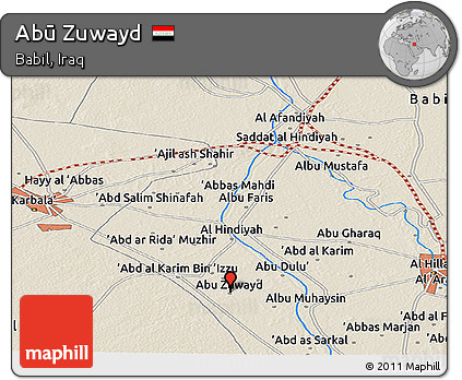 Shaded Relief Panoramic Map of Abū Zuwayd