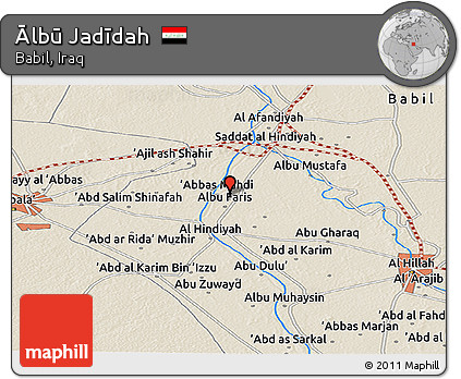 Shaded Relief Panoramic Map of Ālbū Jadīdah