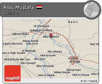 Shaded Relief Panoramic Map of Ālbū Muşţafá