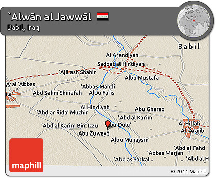 Shaded Relief Panoramic Map of `Alwān Al Jawwāl