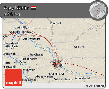 Shaded Relief Panoramic Map of Ḩayy Nādir