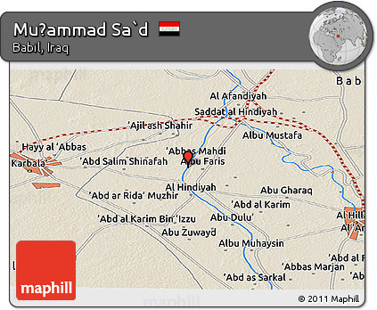Shaded Relief Panoramic Map of Muḩammad Sa`d