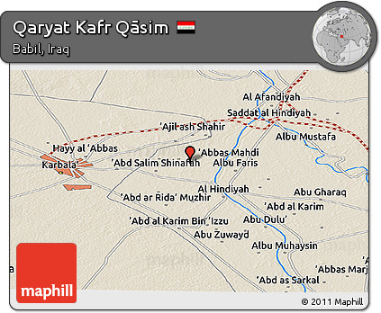 Shaded Relief Panoramic Map of Qaryat Kafr Qāsim