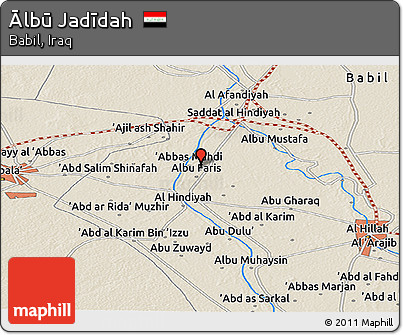 Shaded Relief Panoramic Map of Ālbū Jadīdah
